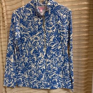 Lilly Pulitzer Blue and Cream Patterned Pullover